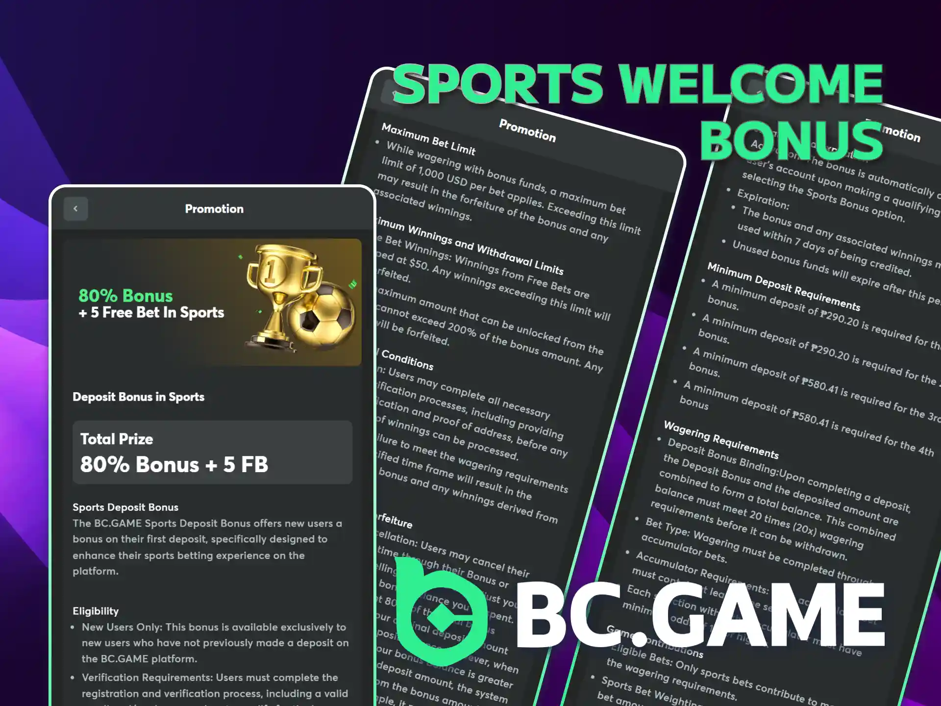 Receive a sports betting bonus on the BC Game app.