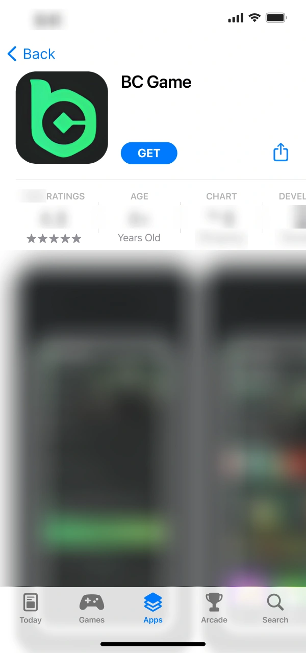 Confirm your BC Game download for iOS from App Store.