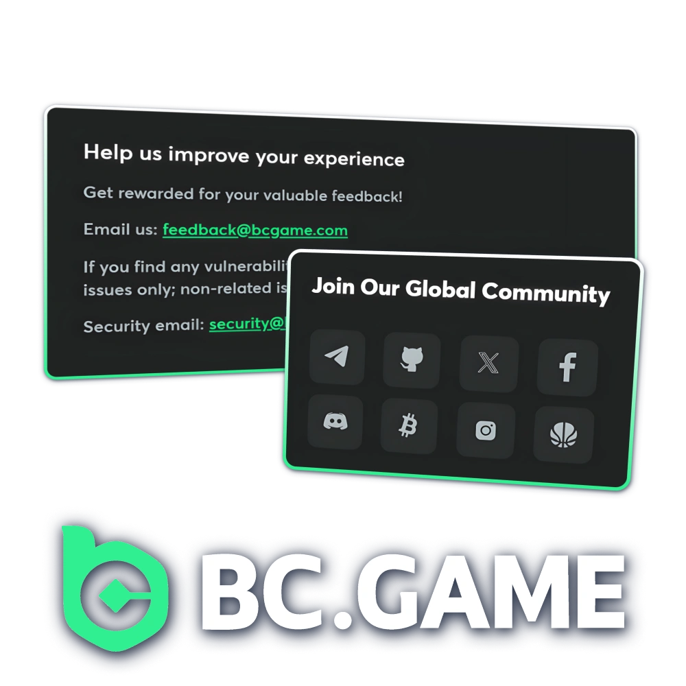 Get your questions answered following official BC Game's contacts.