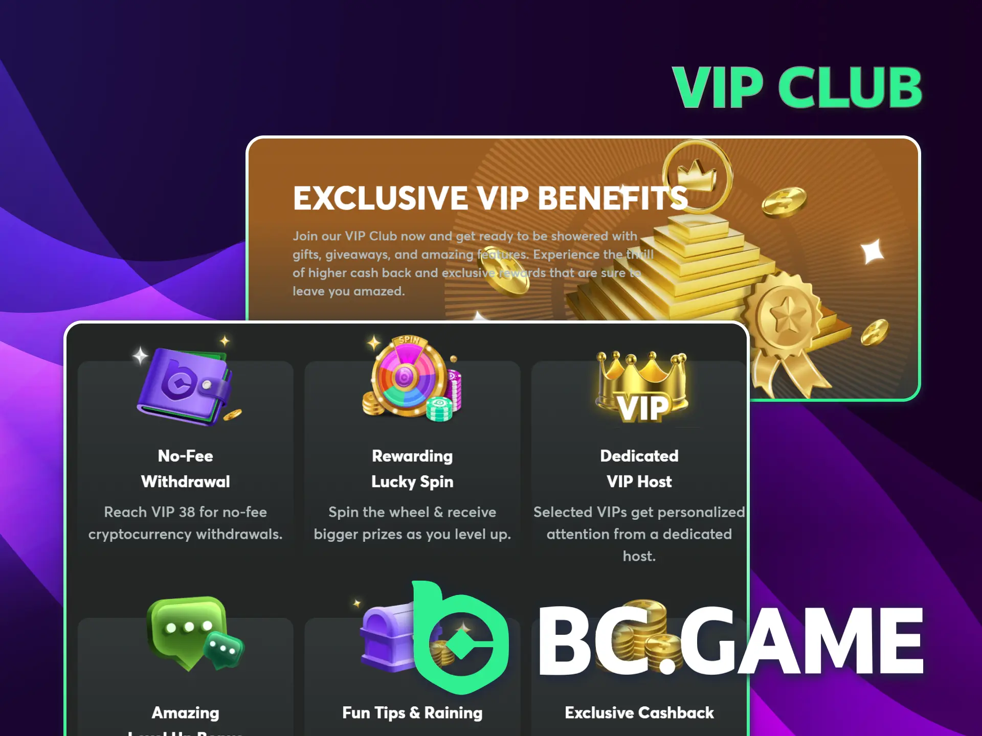 Get exclusive offers from the BC Game official VIP program.