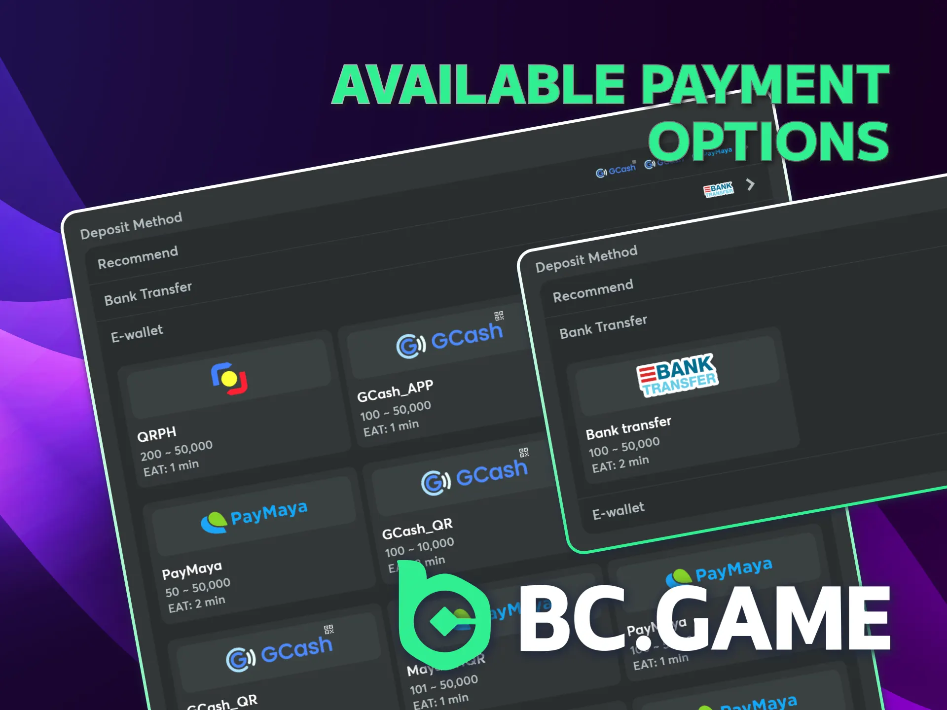 Explore BC Game Philippines available popular online payment options.