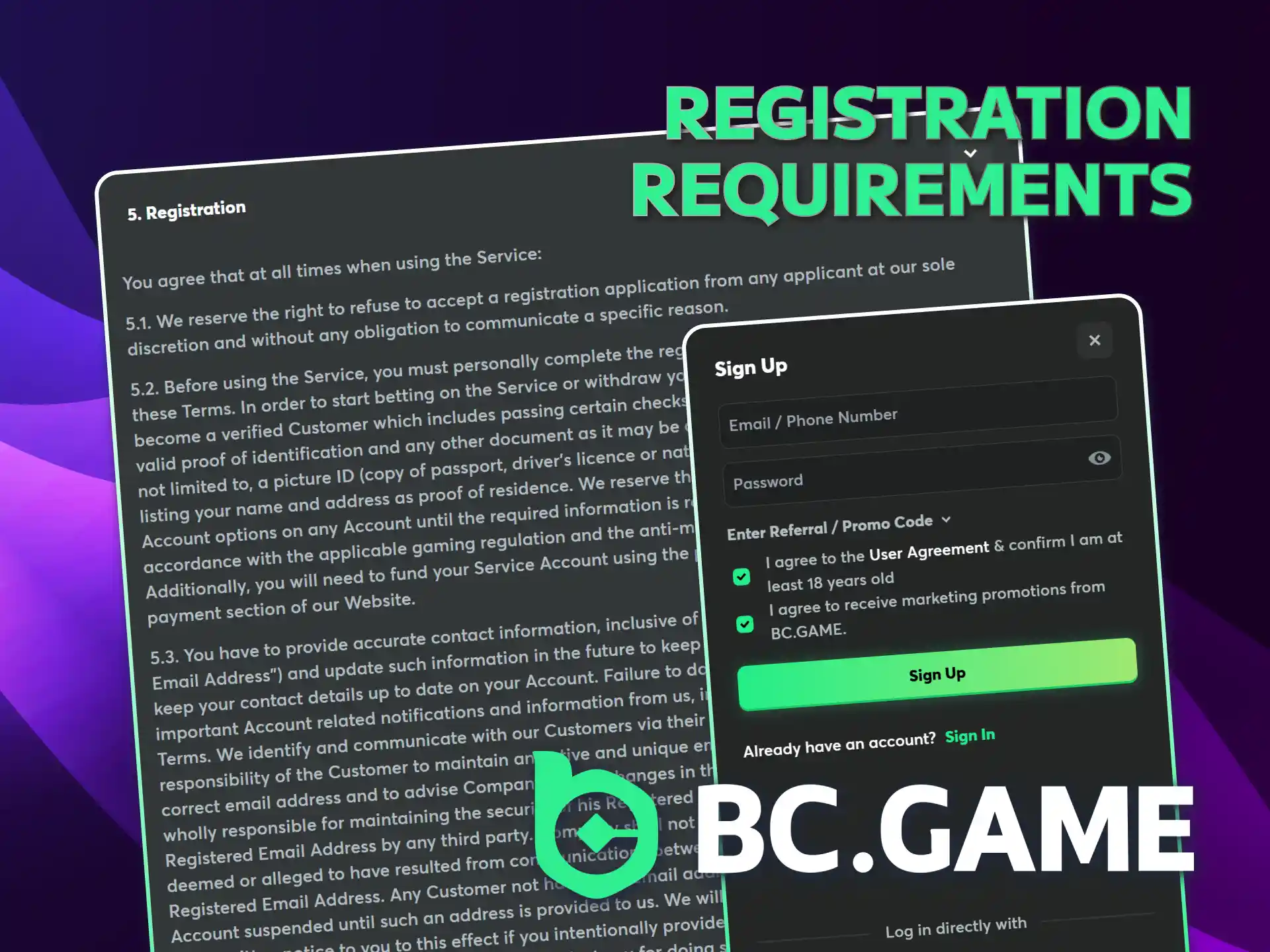 Understand BC Game registration rules to create account in Philippines.