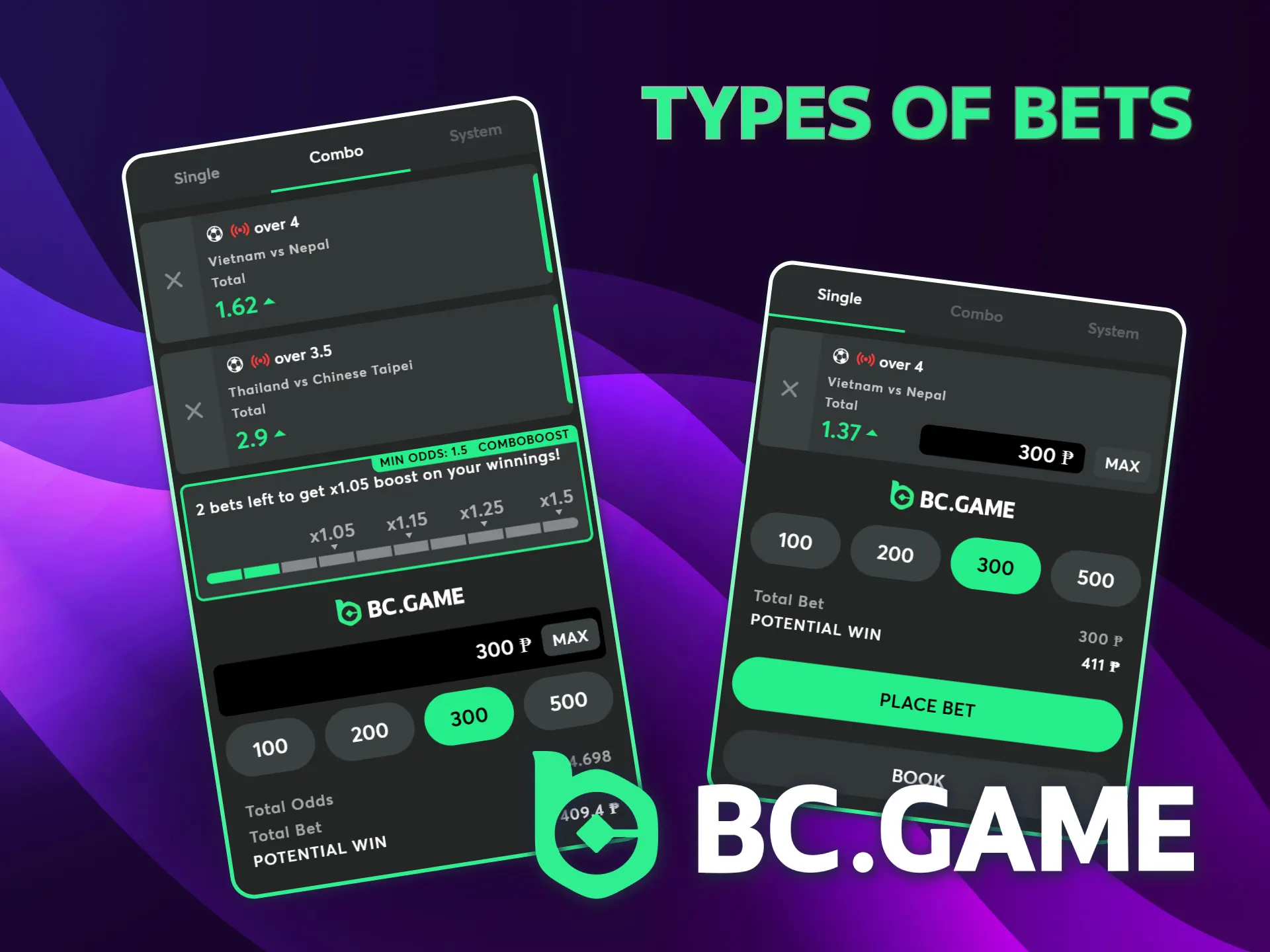 Read about the different types of bets at BC Game.