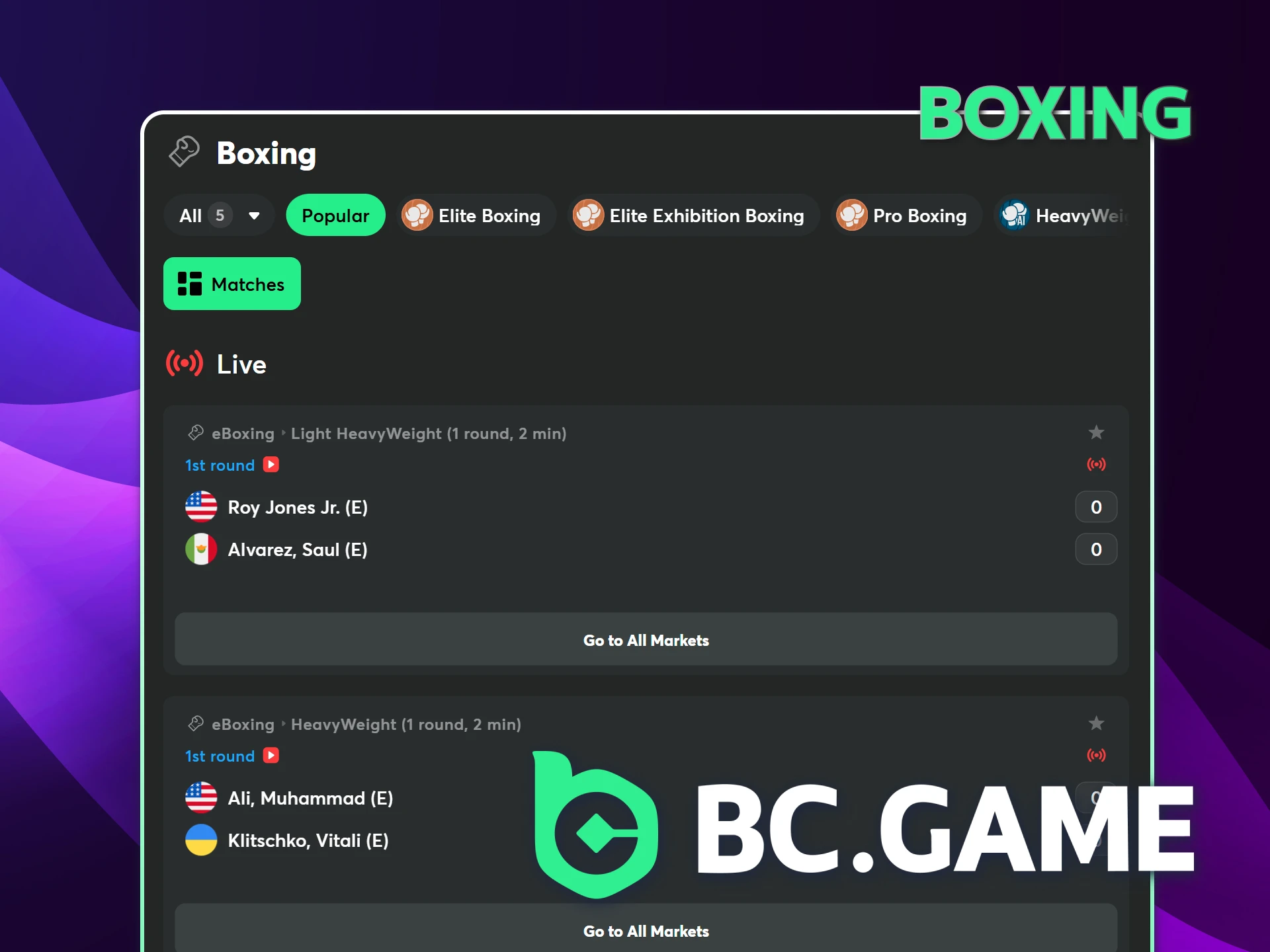 Try boxing betting options at BC Game Philippines official.