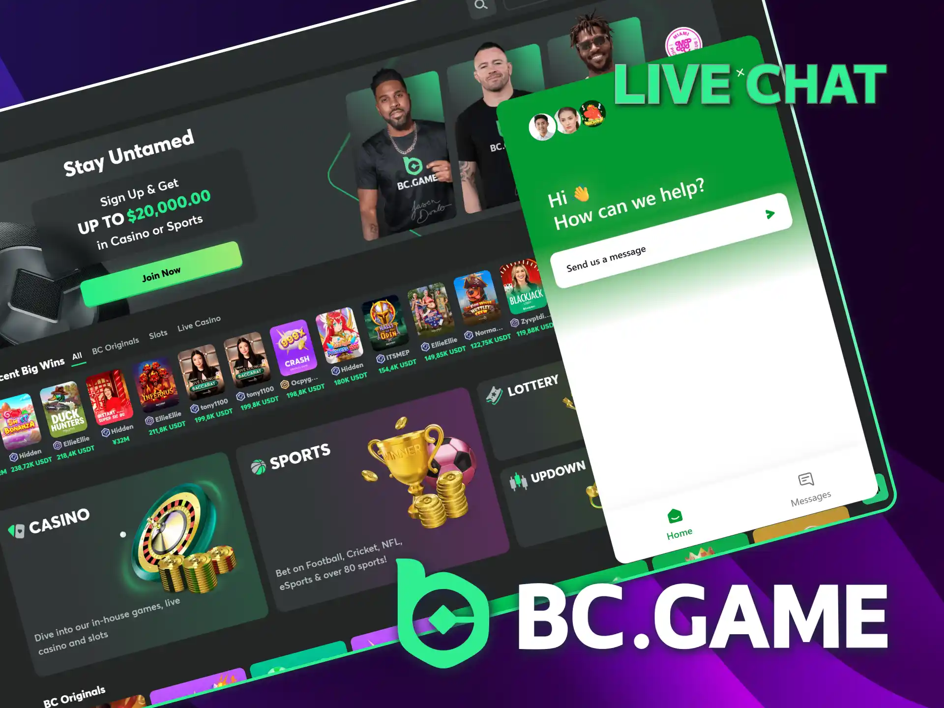 BC Game's live chat support resolves issues.