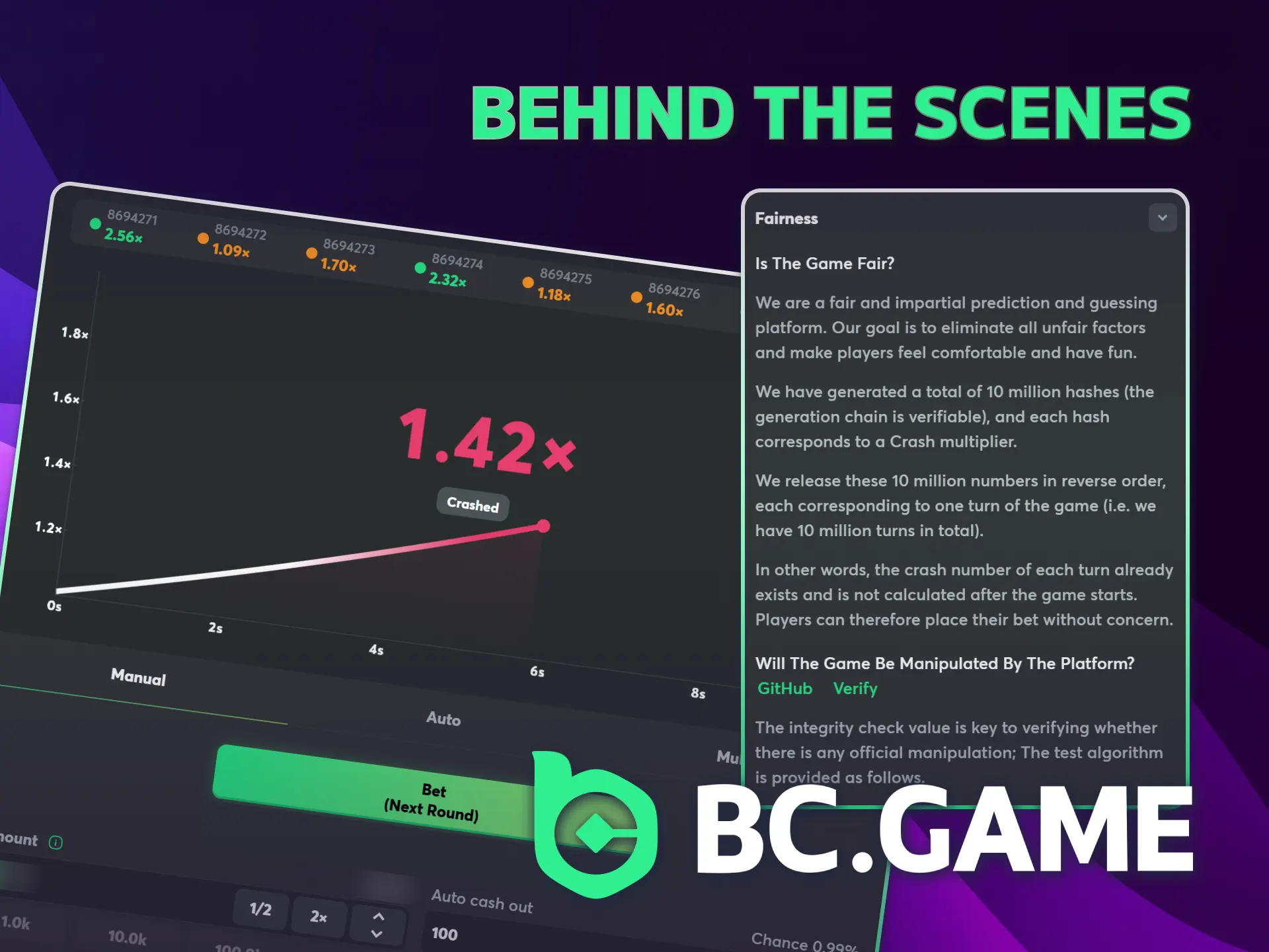 Check the Privably Fair system behind BC Game's Crash.