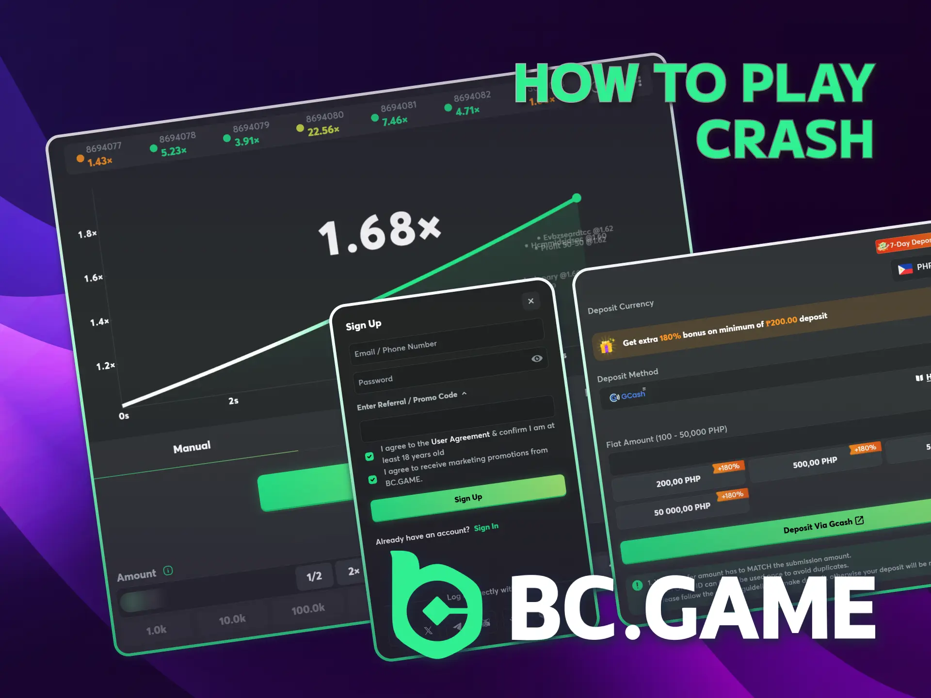 Register and deposit to play Crash at BC Game Philippines.