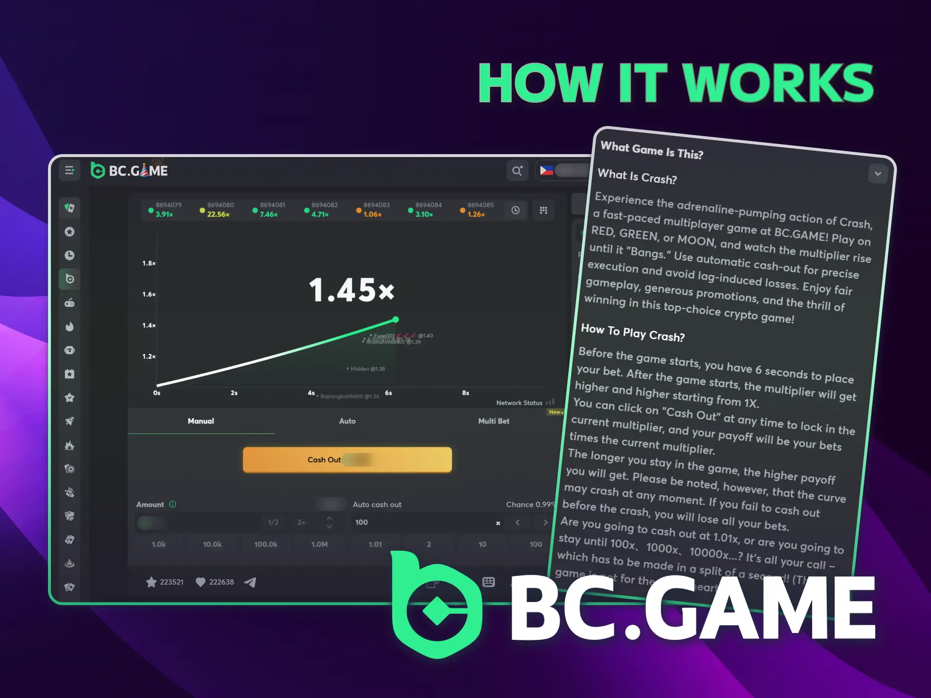 Learn how to play Crash at BC Game Phlippines official.
