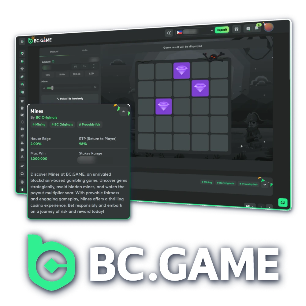Discover BC Game Philippines Mines exclusive game with big prizes.