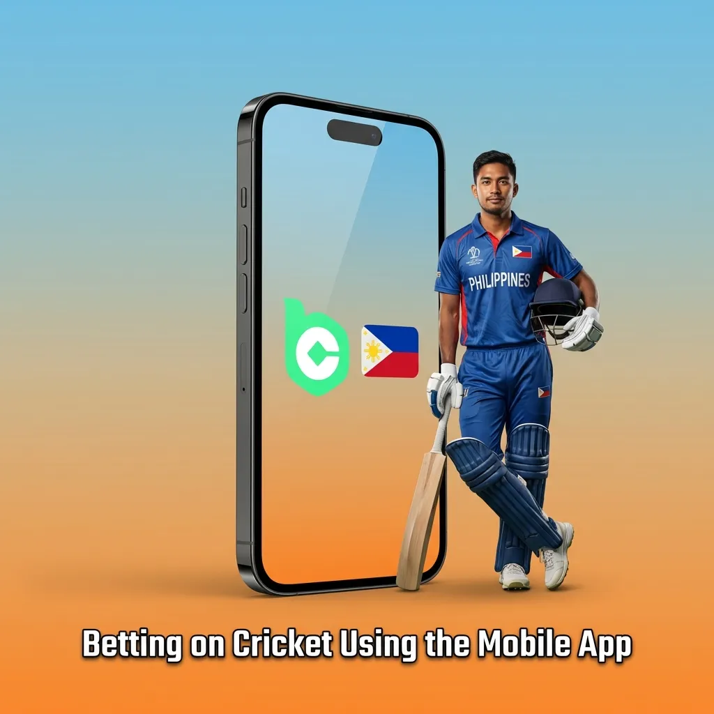 Person using mobile phone to place cricket bets on BC Game progressive web app with odds and match details displayed