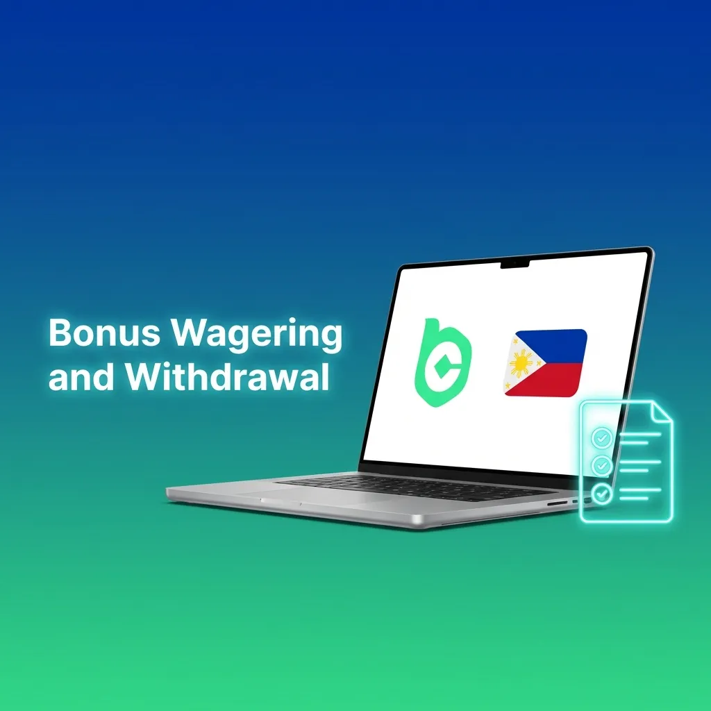 Bonus wagering requirements diagram showing 40x playthrough needed before withdrawal of bonus funds to main balance