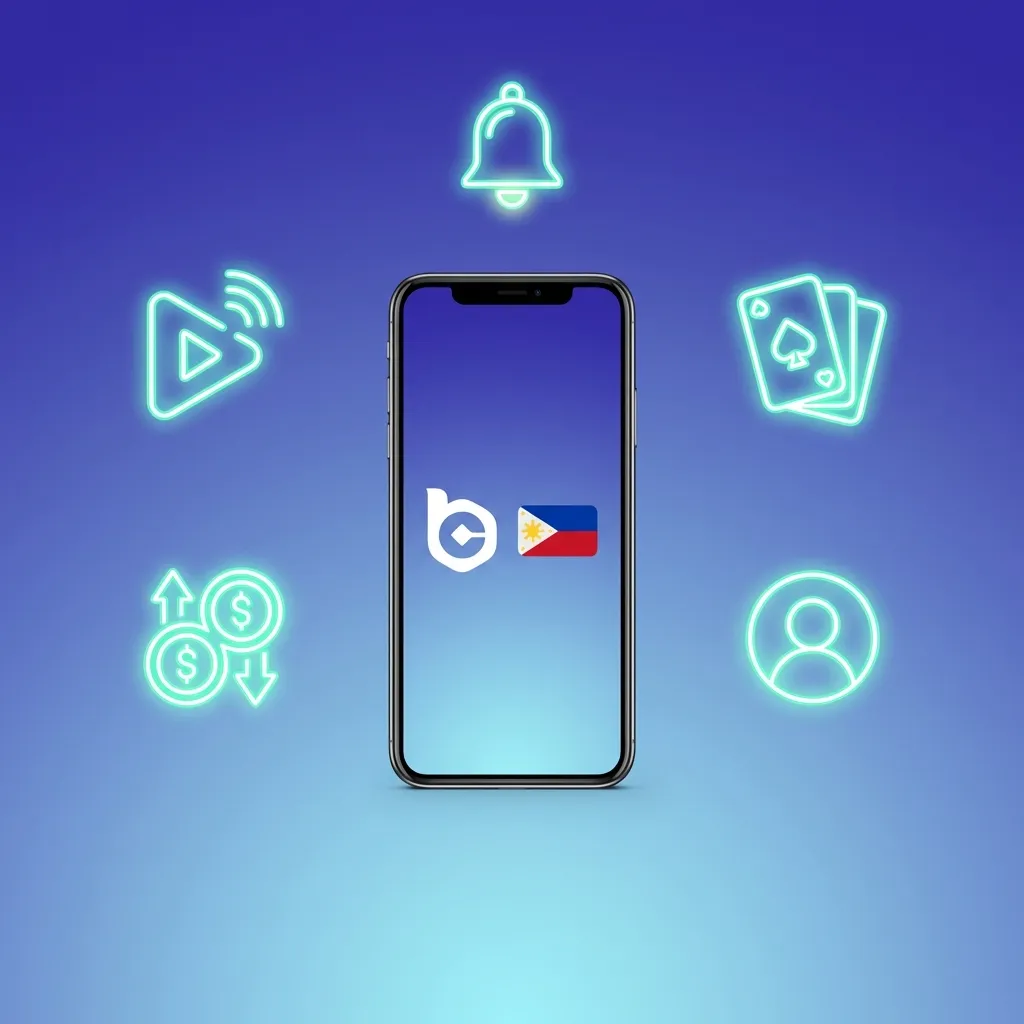 BC Game mobile app interface showing payment options, game library, and betting features for Filipino players