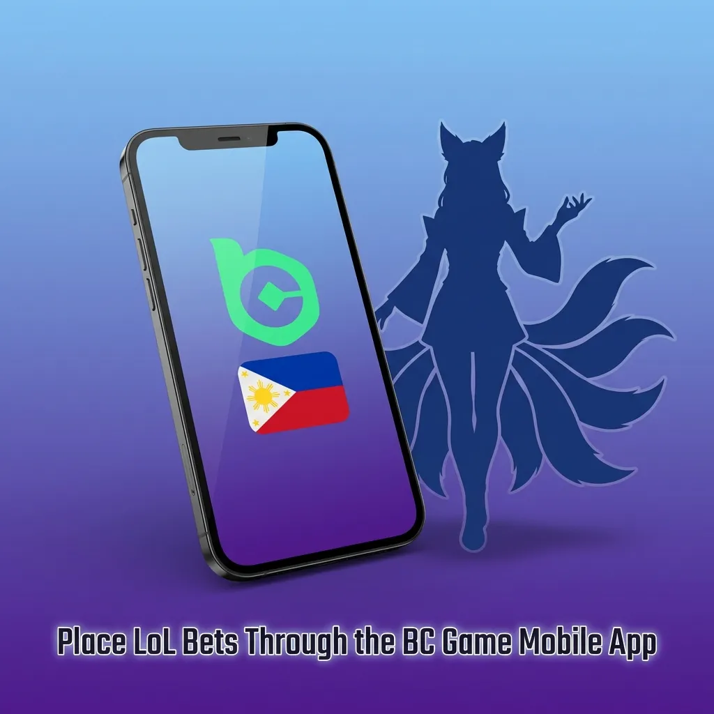 BC Game mobile app interface showing League of Legends esports betting markets and match selection screen